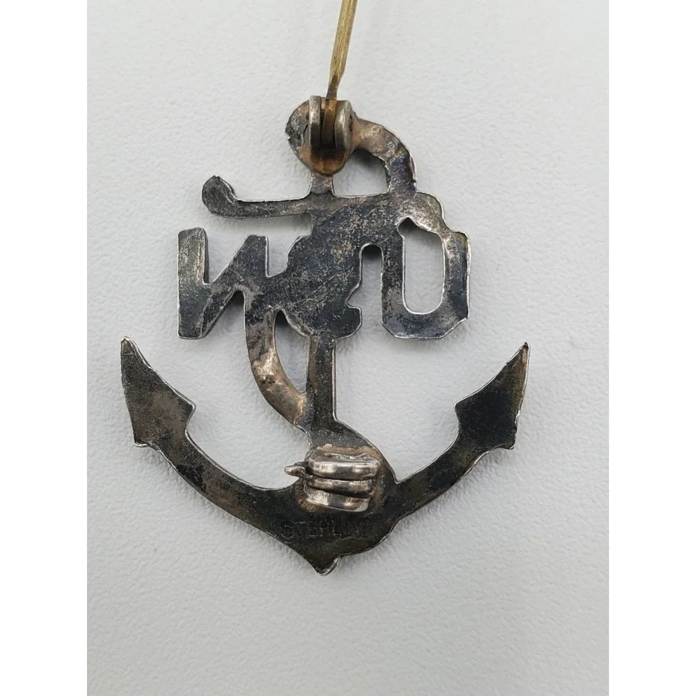 VINTAGE WWII Era USN Sterling Silver Anchor Sweetheart Pin Brooch Navy Military
